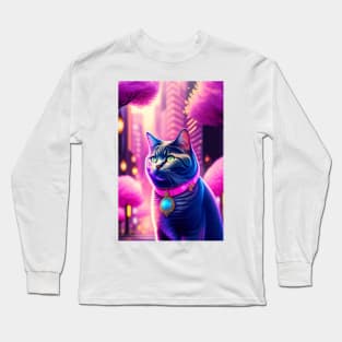 British Shorthair in Japan's pink lights Long Sleeve T-Shirt